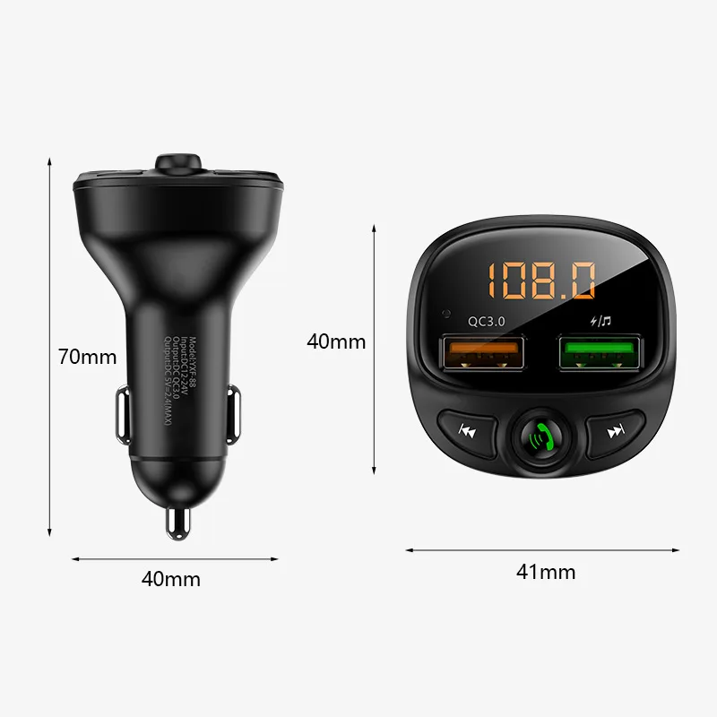 1 Sample OK Top Seller QC 3.0 Fast Charging Dual USB Car Mobile Phone Charger Fm Transmitter Car MP3 Player