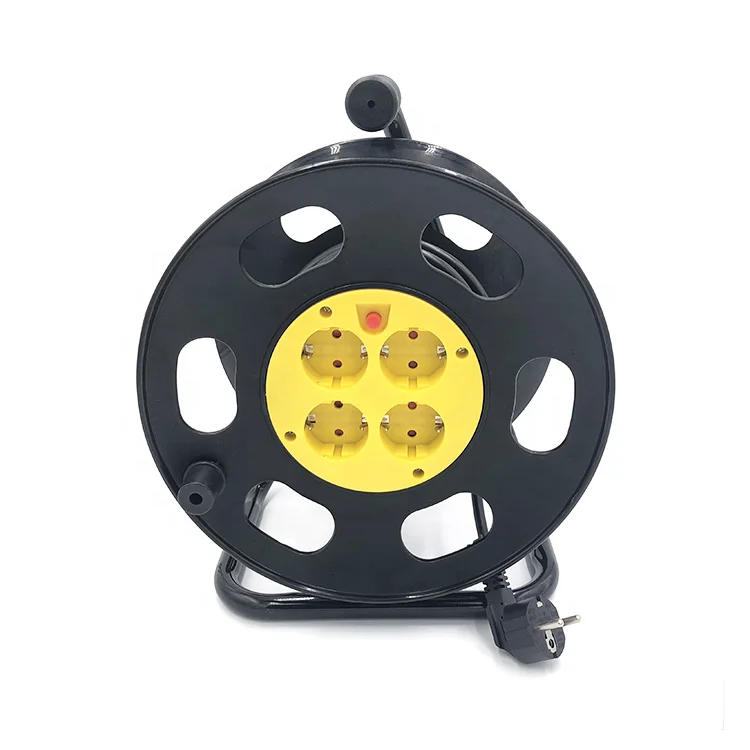 16A 4 outlet euro extension power cord reel with VDE 3pin plug