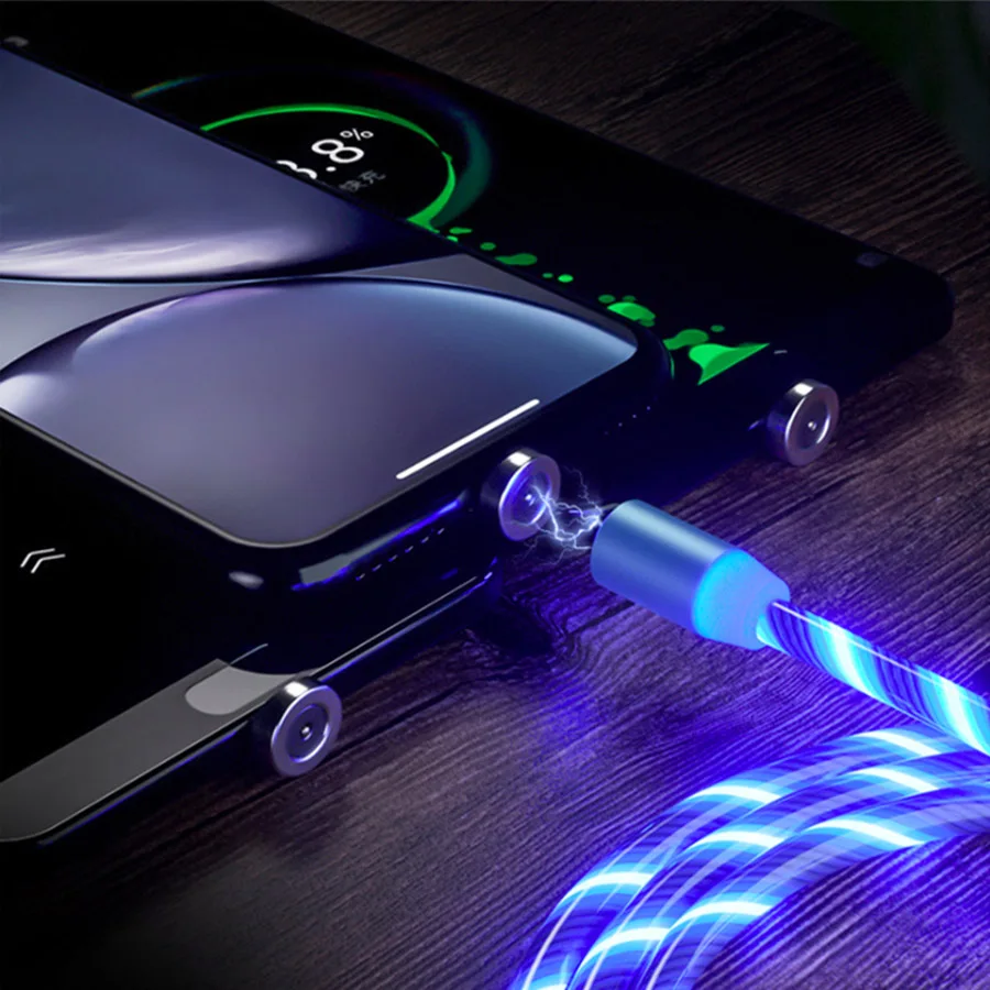 Multifunction 3 in 1 USB fast charging cable 1M usb led cable Luminous Lighting Fast Charging Micro USB Type C for iphone