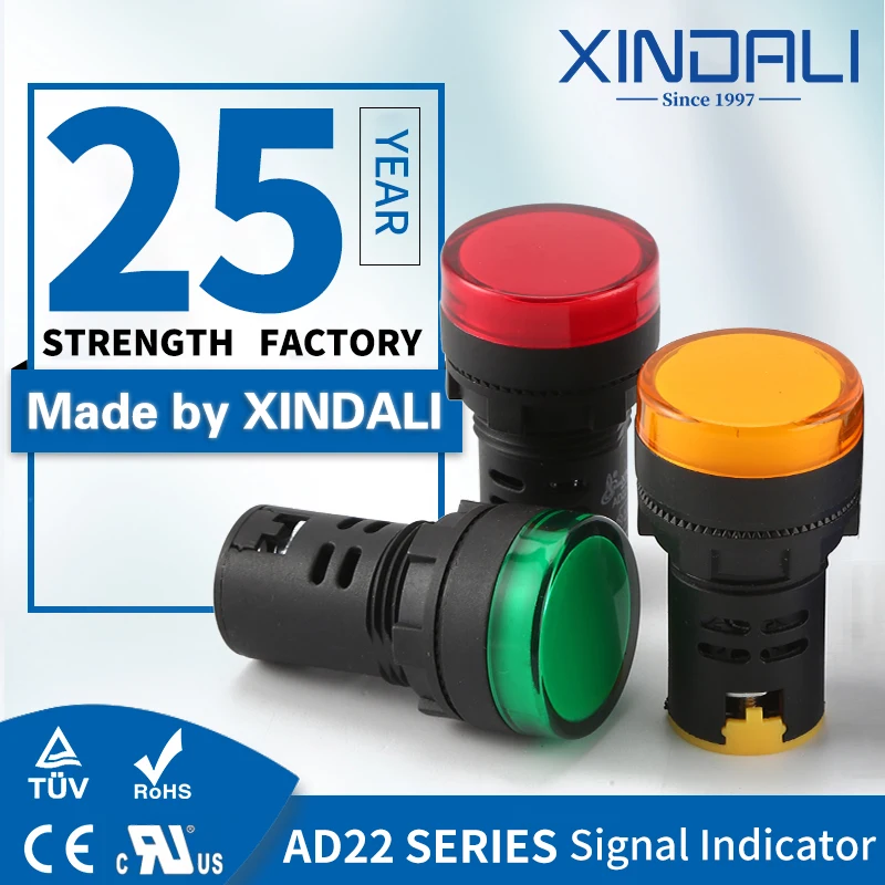 High quality 16mm 12V 24V 110V 220V 380V AD16-16C Panel Mount Signal Power Led Indicator Light Blue Pilot Lamp AC DC