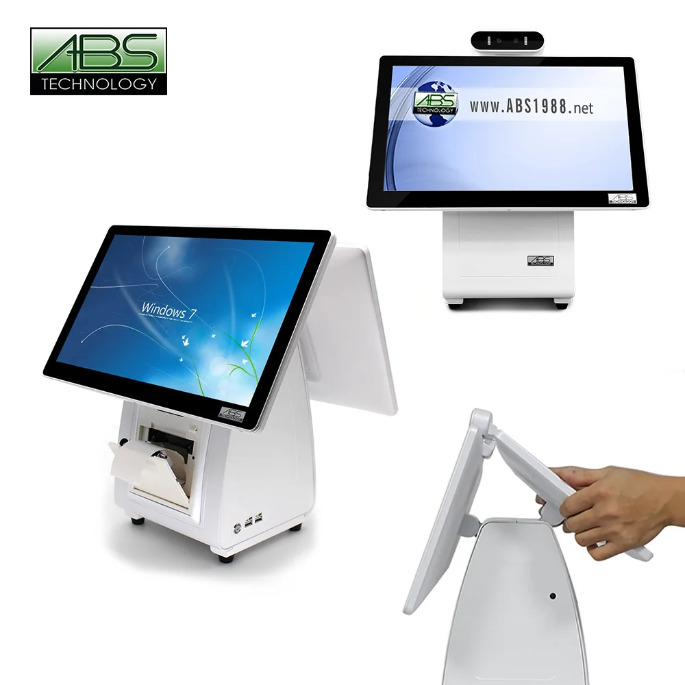 POS-система с двойным экраном 15 6 + 11 дюйма кассовый аппарат «Все в одном» Windows POS-терминалом для