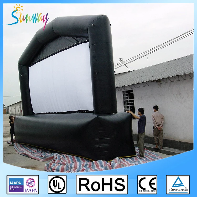 wholesale 20/30ft Huge Inflatable Movie Screen Blow Up Projector Screen Outdoor for TV & Movies Seamless Portable with blower