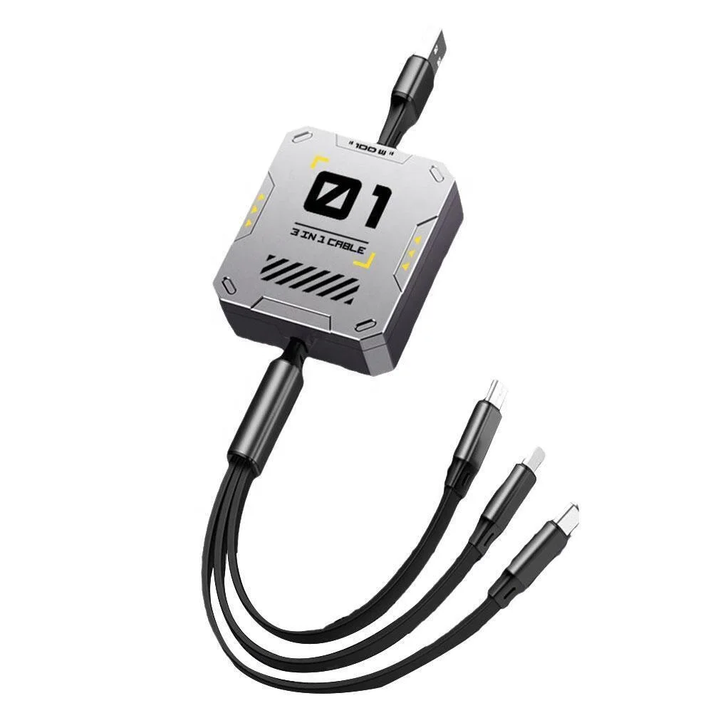 3 in 1 Multi USB Phone fast Charging and data Cable for iPhone and android