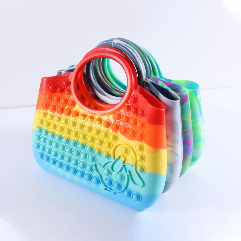 New Design Handbag Push it Bubble Silicone Stress Reliever Bag Sensory it Poppings its Bag Fidget Totes