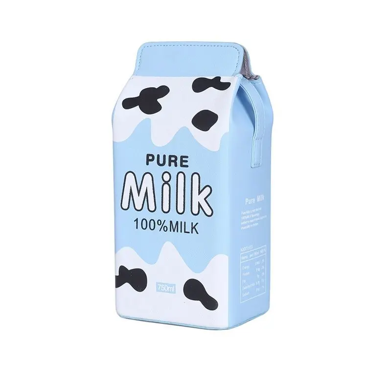 Female Drink Box Bag Women Shoulder Bags Lovely Milk Cartoon Printing Cute Pink Purse Funny Bag