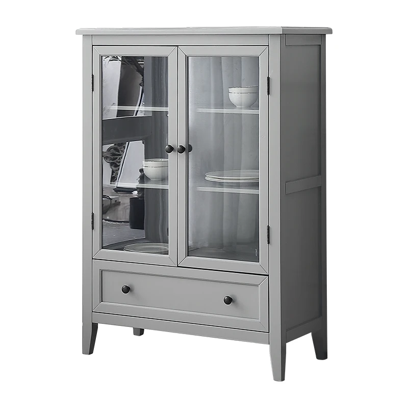 
Factory Promotion Price grass gray solid wood oak wine cooler display cabinet 