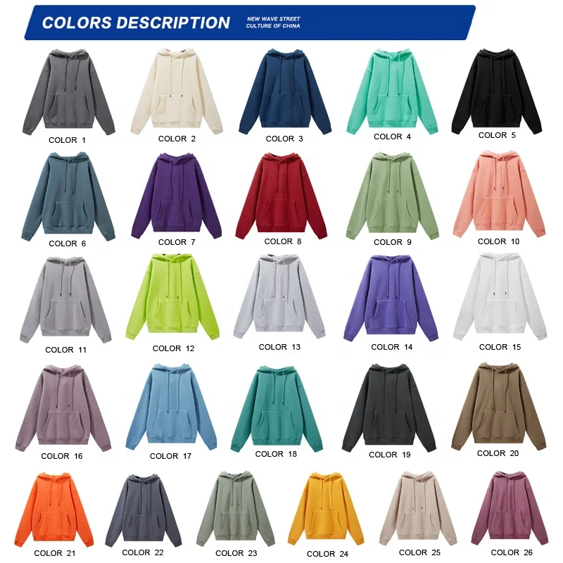 Wholesale 100% Cotton Sweatshirt Custom Printed  Mens Fashion Oversized Pullover Hoodies