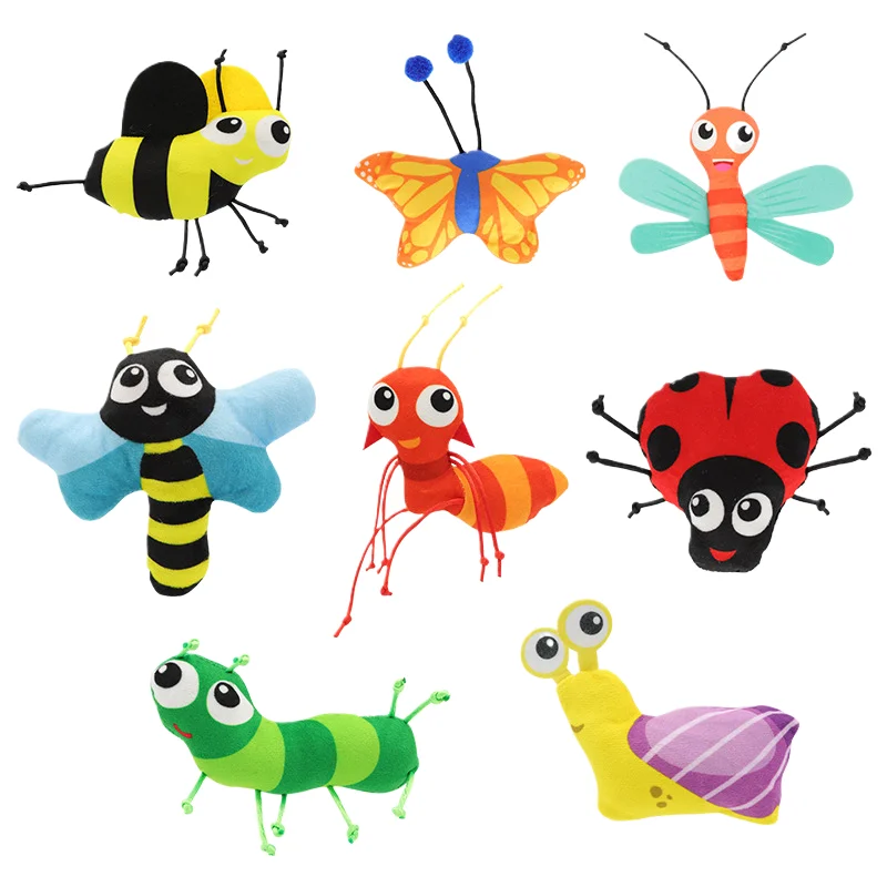 Jiefan pet products factory wholesale nip plush small insect since hi chew grinding teeth cleaning toys