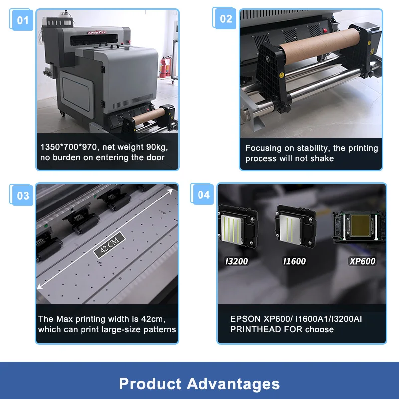 KINGJET A3/A4/600mm Inkjet Printer Full Color Versatile Automatic DTF New Design Digital Key Features Wholesale
