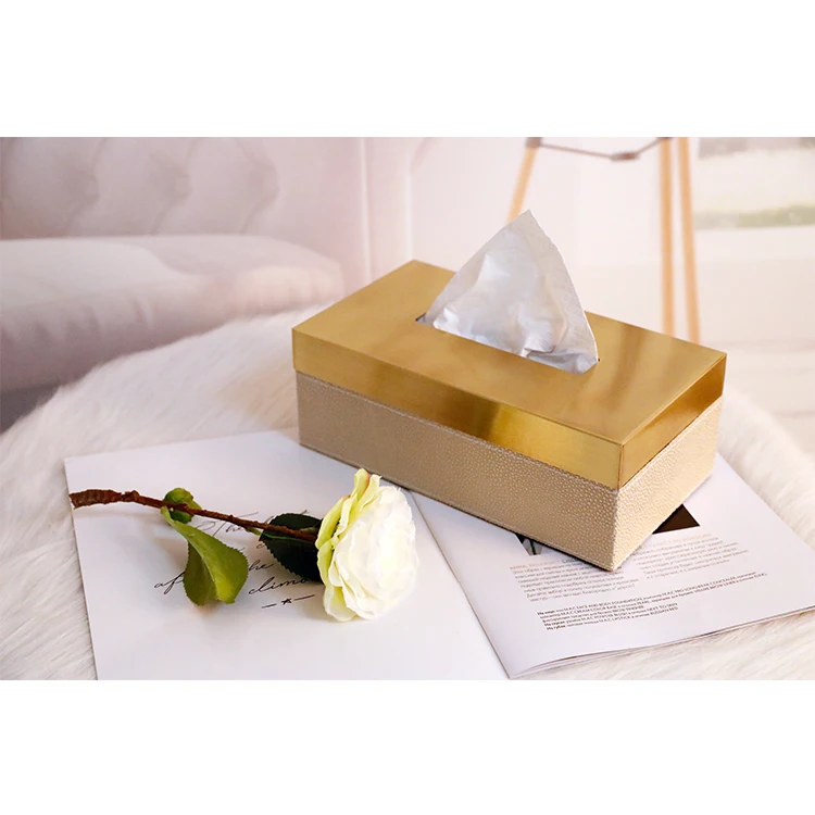 
European light luxury brass tissue box living room dining table coffee table paper storage box decoration modern minimalist home 