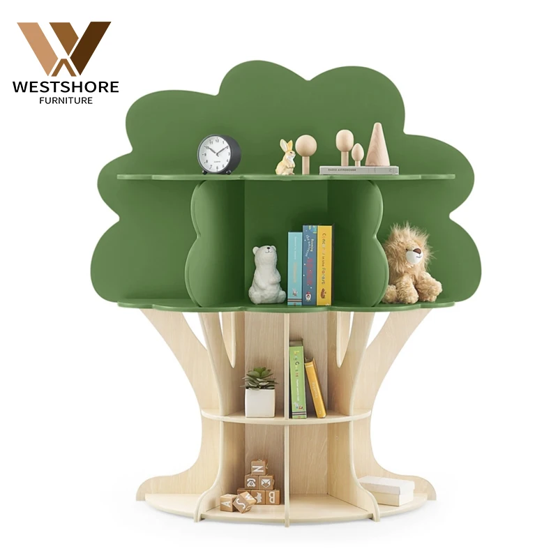 Tree Shape Fun Bookshelf Montessori Nursery Furniture Preschool Furniture Suppliers Daycare Equipment Daycare Bookcase
