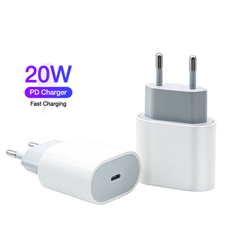 Portable 20W EU US Plug USB C Wall Adapter PD Fast Charging Type C Charger for Iphone 12 pro max
