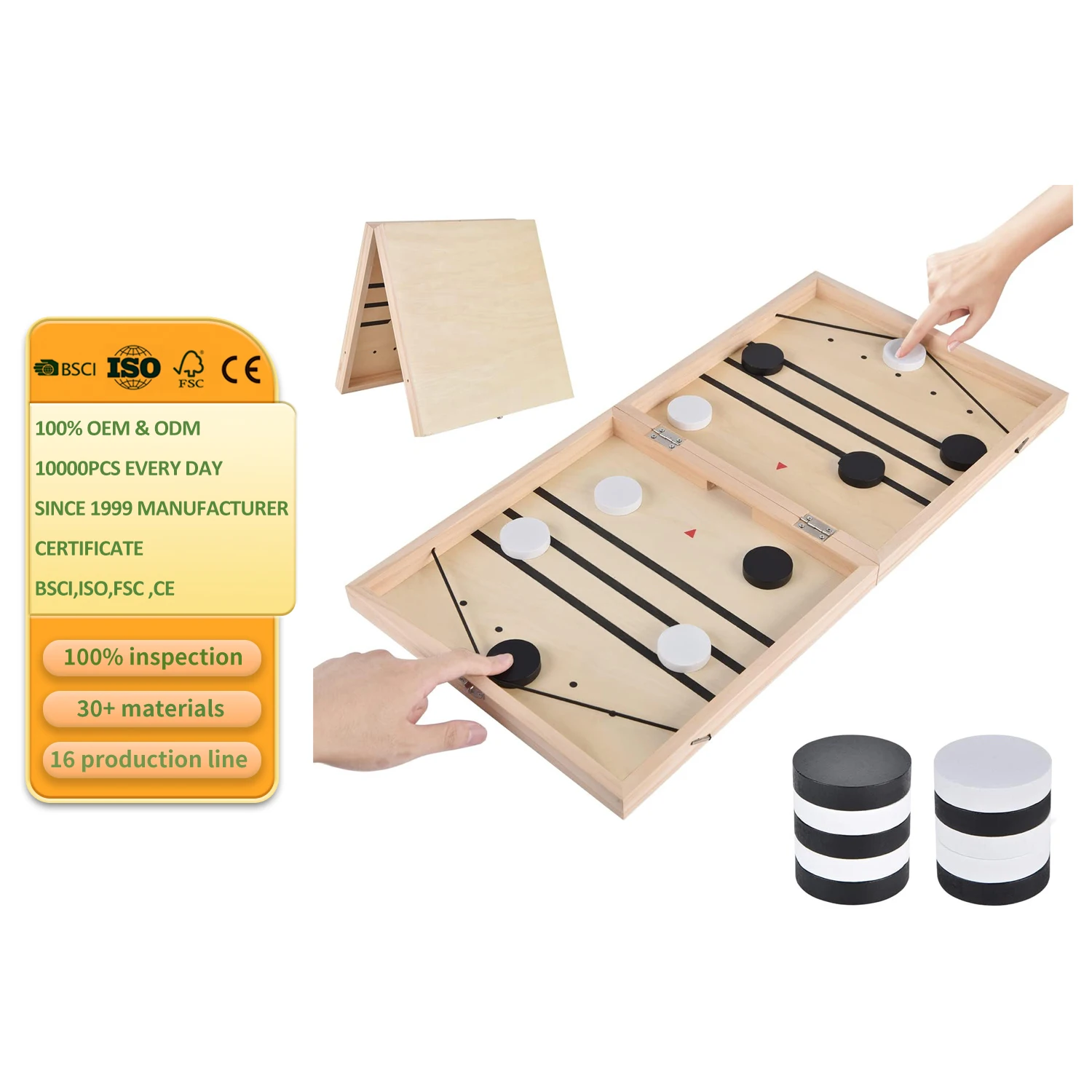 Slingshot Games Toy Table Desktop Battle Wooden Hockey Table Game Foldable Large Fast Sling Puck Game,