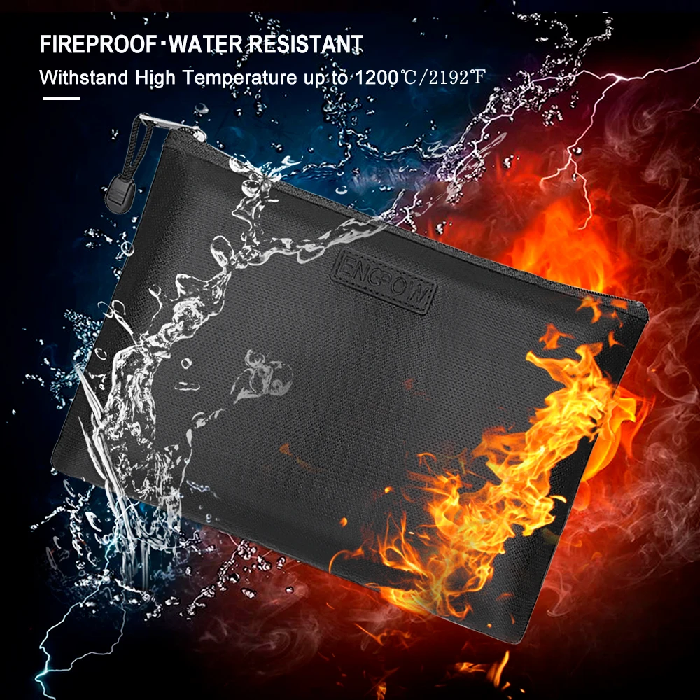 Fireproof Waterproof File Document Bag Two Pockets Two Zippers 2020 Hot Selling Women Man Money Coin Safe Bag