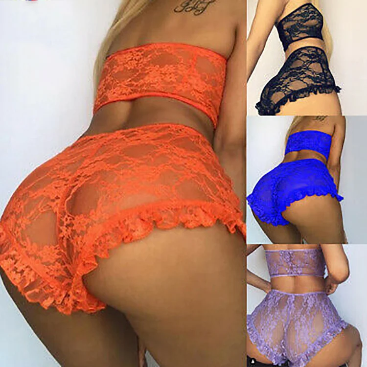 
Wholesale Two Piece Set Lace Hot Transparent Women Sexy Lingerie Underwear In Bulk 