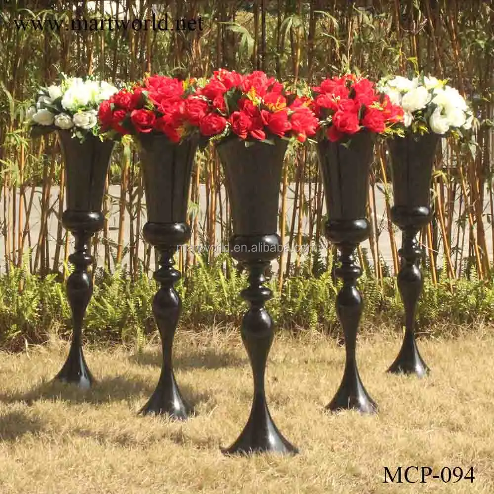 wholesale metal trumpet vase decor wedding decorative  tall table centerpiece for party indoor/outdoor decoration(MCP-09