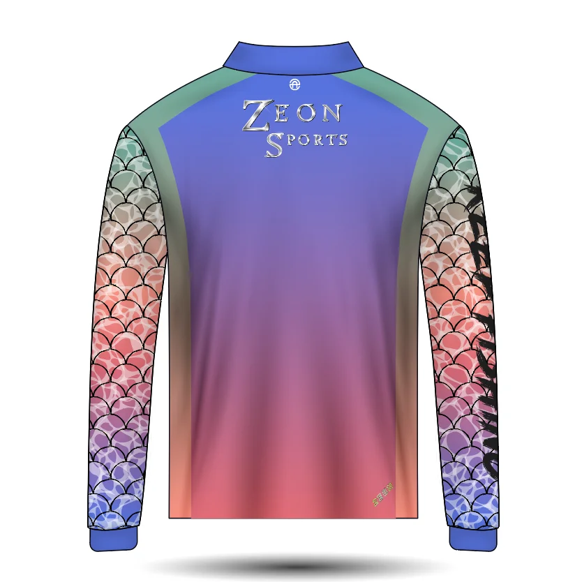 wholesale sublimation custom collared upf 50+fishing shirts long sleeve with zip