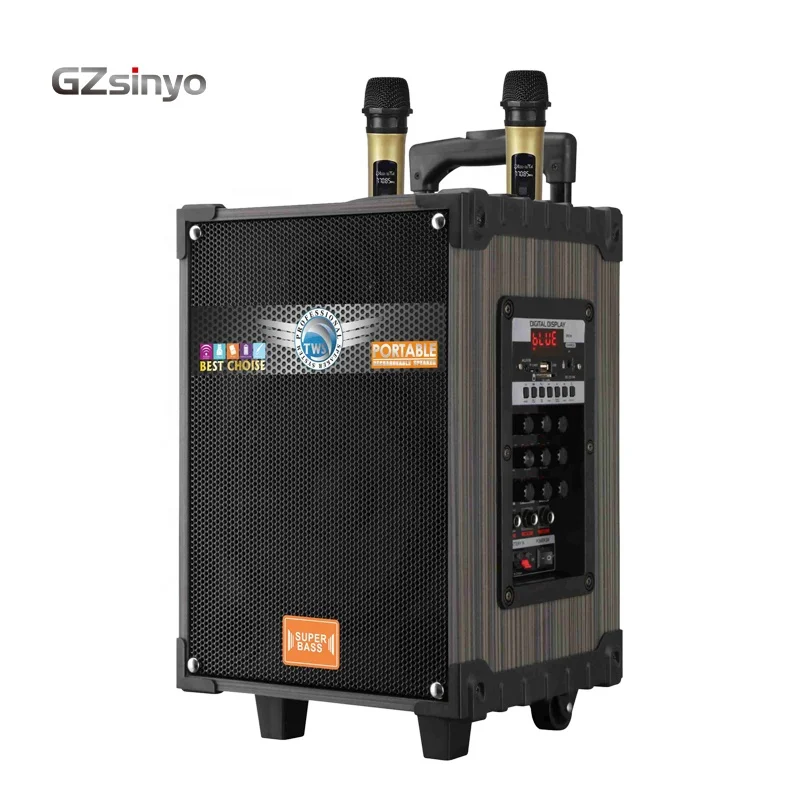 Wooden Live party usb microphone portable karaoke speakers wireless mic subwoofer amplifier module