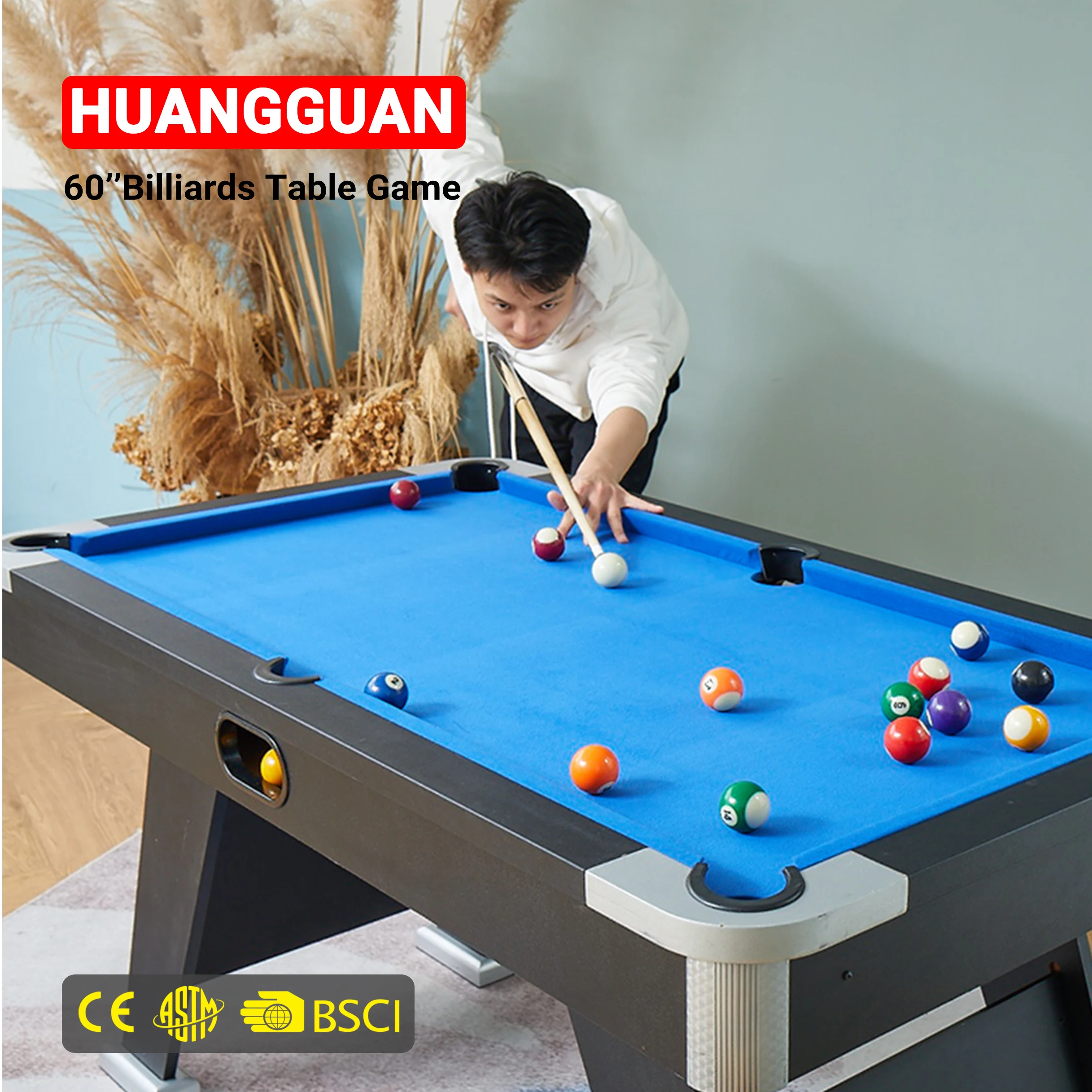 Huangguan 60 Inch Professional Billiards Table Pool Table Snooker Ta Games Indoor Billiards For Adult Tiktok