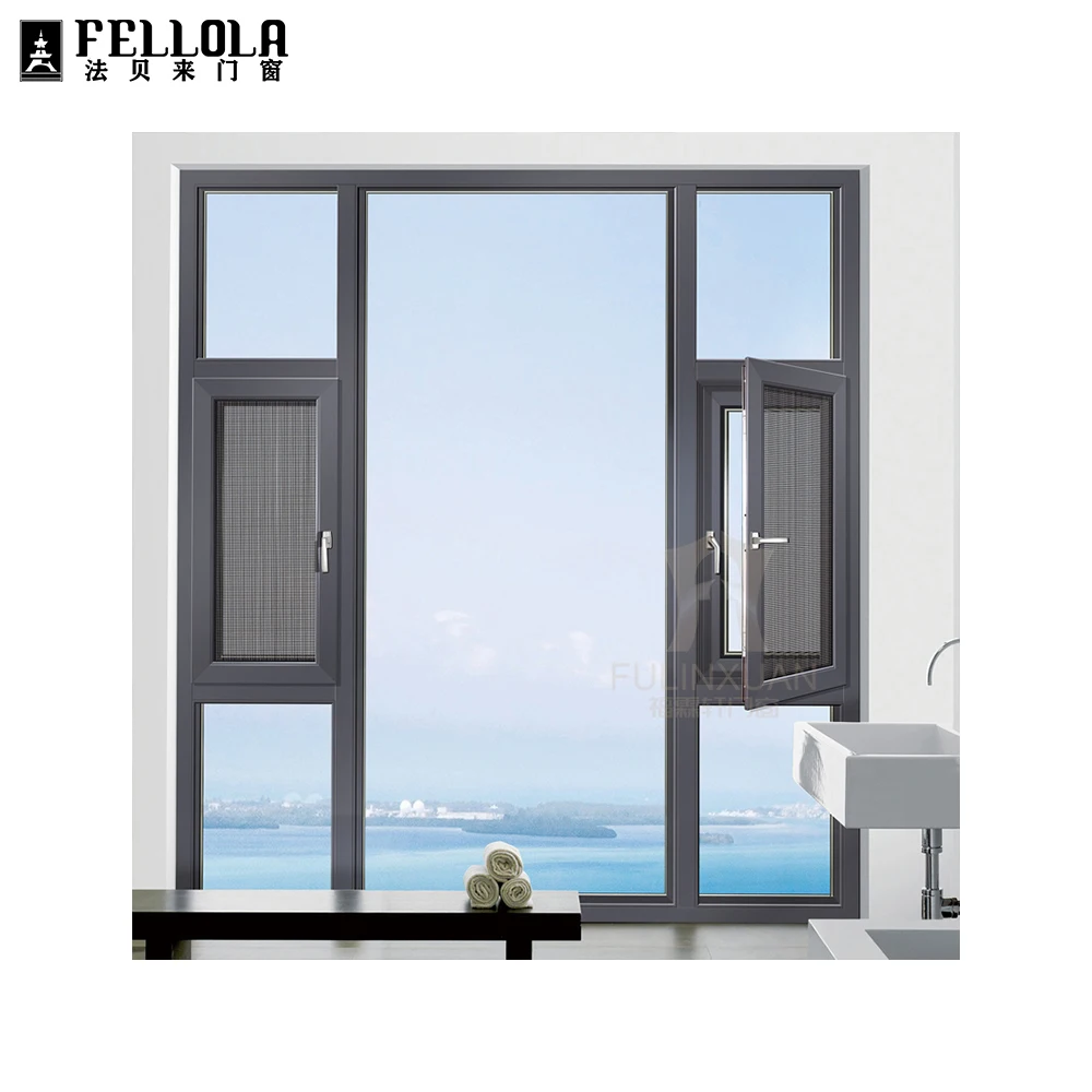 
modern design frameless aluminum interior noiseless casement windows 