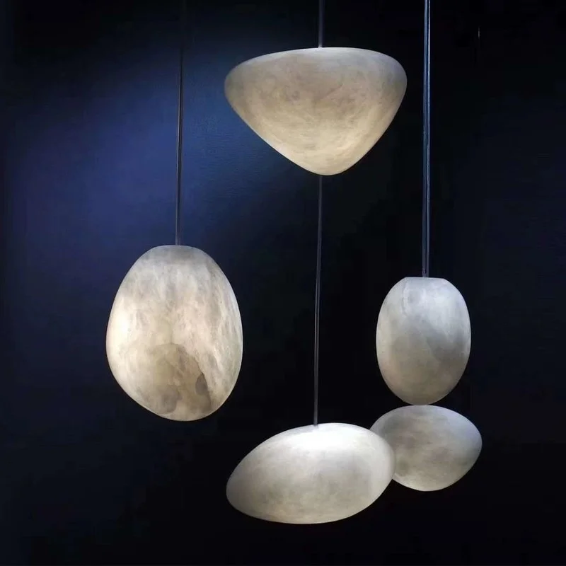 Combination irregular ball shape Moden Alabaster raindrop Decorative Family Hotel Cofeshop linear Art Chandelier mini drop light