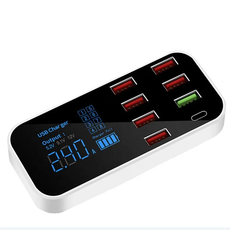 Unique design 8ports QC3.0 cargador de coche multipuerto USB multi port car charger Cargador rapido para coche USB multipuerto