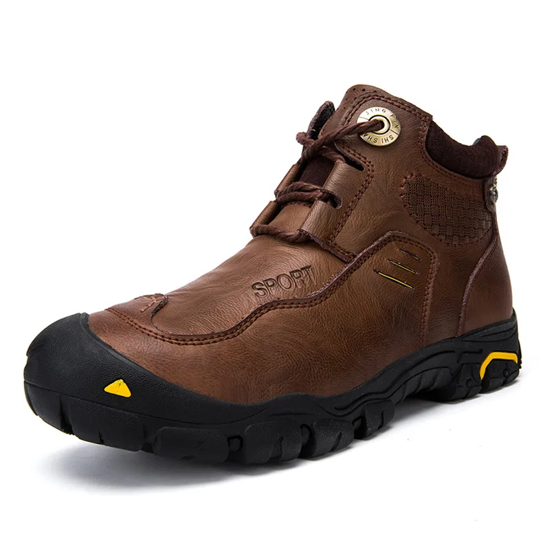 Wholesale Outdoor Hiking Shoes For MenCowhide Upper Keep Warm Waterproof Shoes Non-Slip Hiking Shoes Men