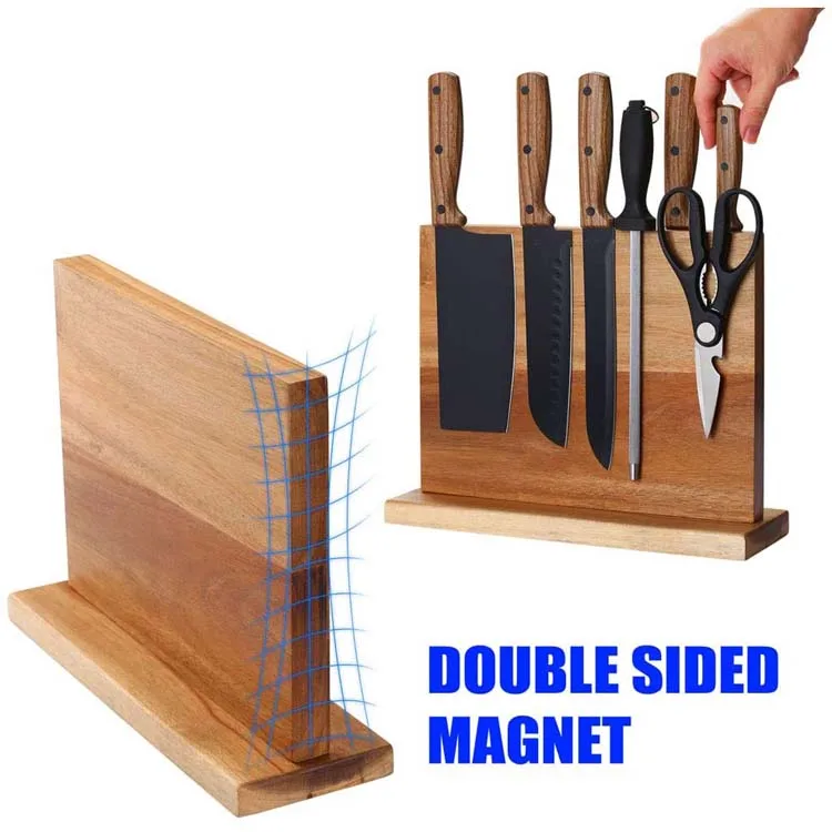 Home Kitchen Wood Magnetic Knife Storage Block Holder Rack Magnetic Stands