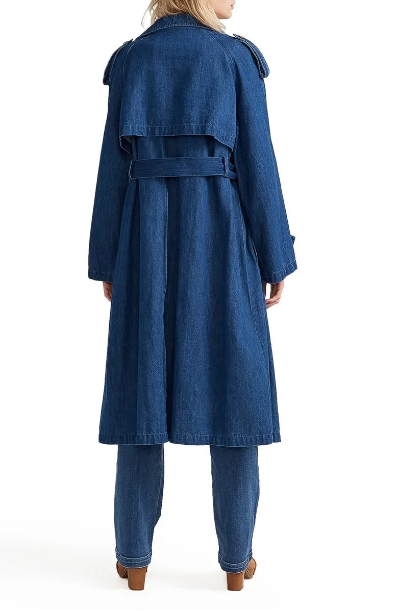 fall winter 2024 women clothes Factory wholesale Vintage Fashion  X-Long Denim Trench Coats For Ladies