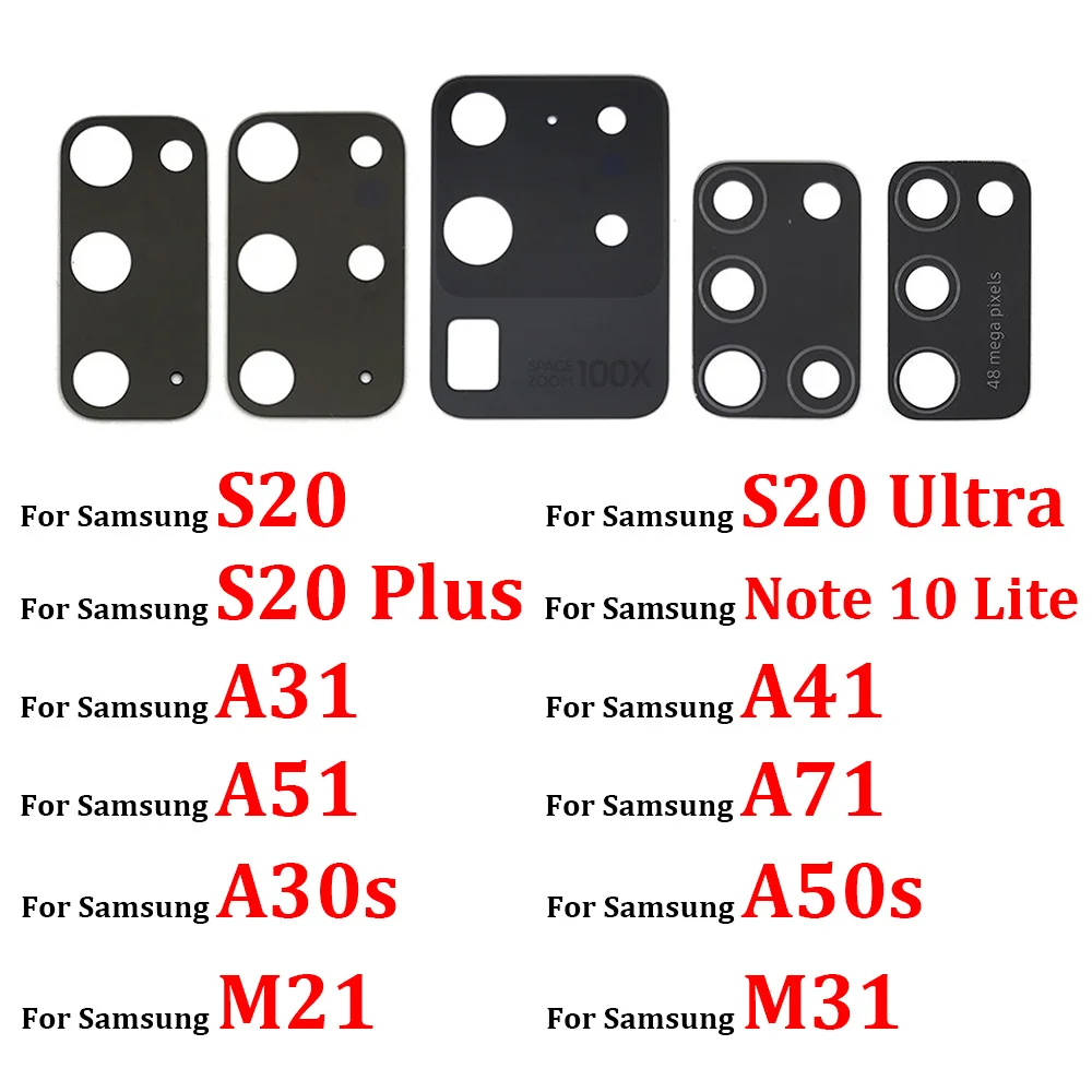 Rear Camera Lens For Samsung A30S A50S A31 A41 A51 A71 M21 A31 S20 Plus / S20 Ultra /Note 10 Lite Glass Camera Lens With Sticker