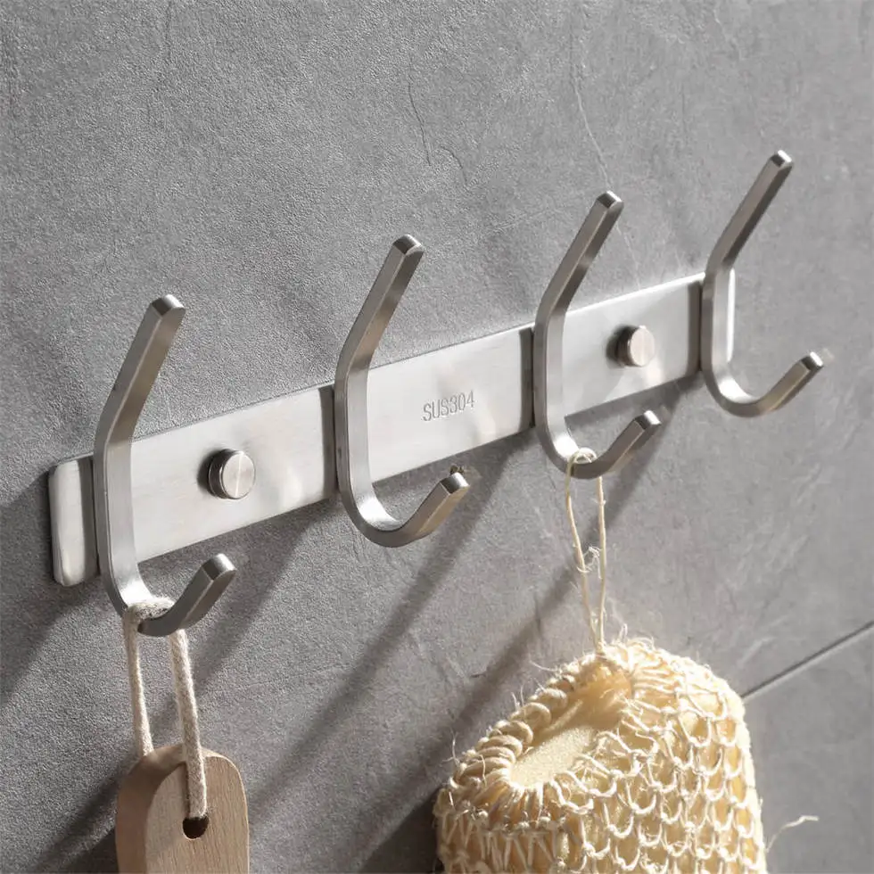 
Hot Selling SUS304 Metal Stainless Steel Wall Storage Hanger Coat Hook Bathroom Towel Robe Hook 