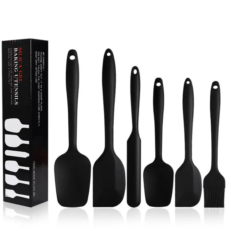 hot sale silicone kitchen utensil set 6 pcs  cream spatula oil brush set for cooking baking