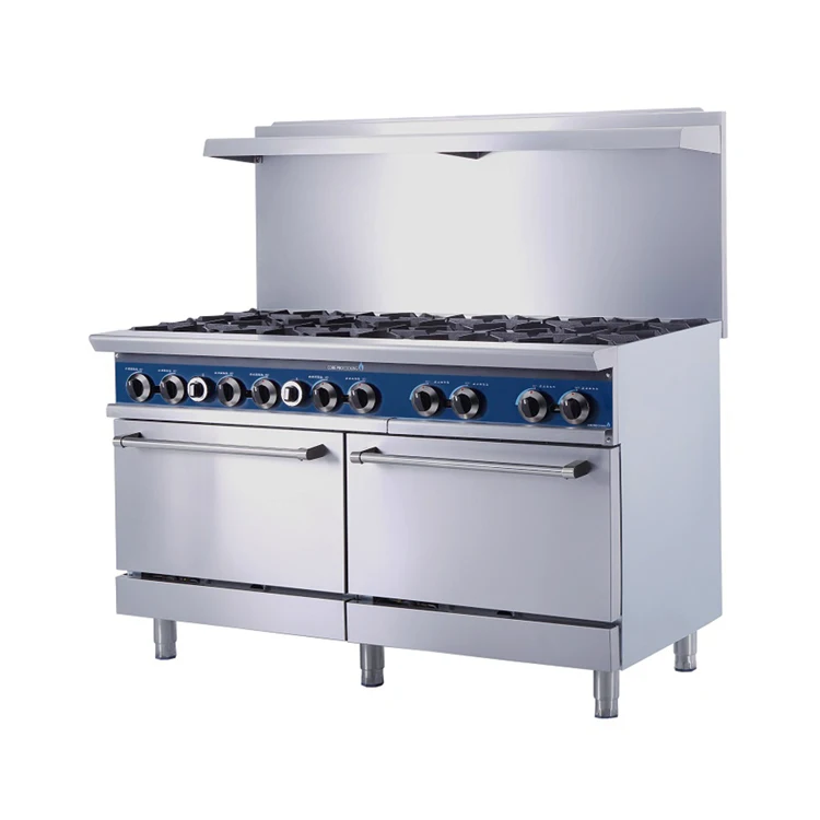 Commercial kitchen equipment stainless steel standing cooker 10 burner gas stove burners gas range with oven