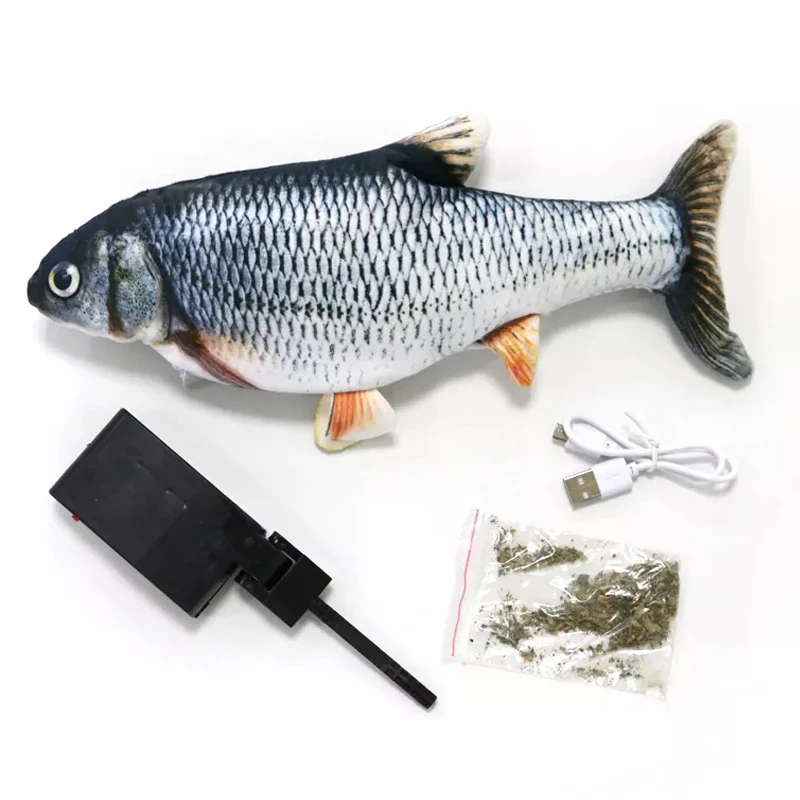 Pet Soft Plush 3D Fish Shape Cat Toy Interactive Gifts Toys Robot Fish Usb Fish Toys