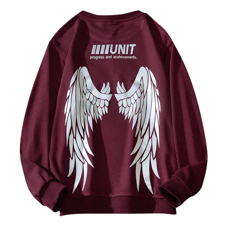 New Angel Wing Print Glow In The Dark Reflective Hoodies For Men Streetwear Zip Up Hoodie Fashion Oversized Sport Wear