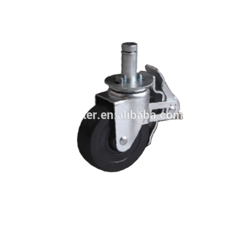 Safety 5 inch Round Stem Scaffolding Caster Rubber Wheel with 200 kg Load Capacity