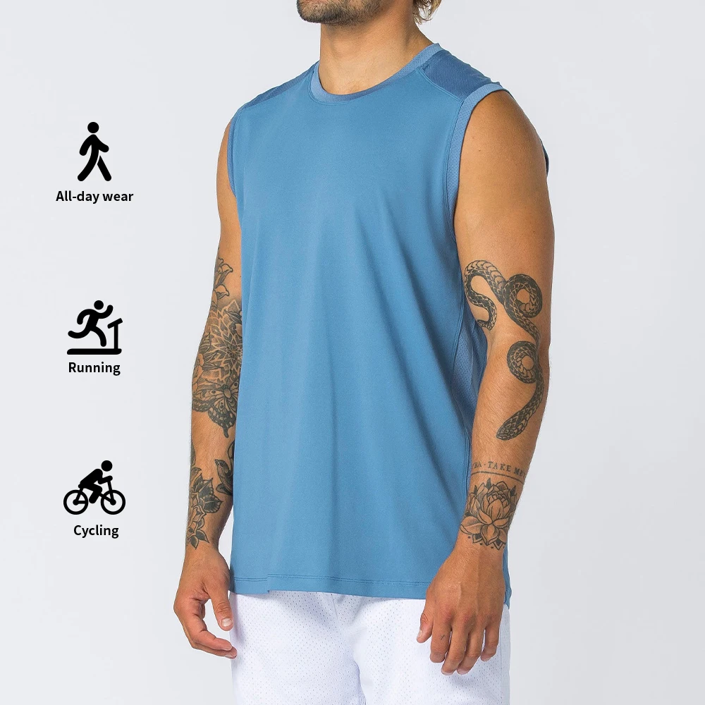 Manufacture custom logo high quality sleeveless vest streetwear blank gym top heavy weight fitness workout men gym wear