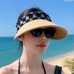 Female empty top big eaves hat travel sun protection hair hoop cap