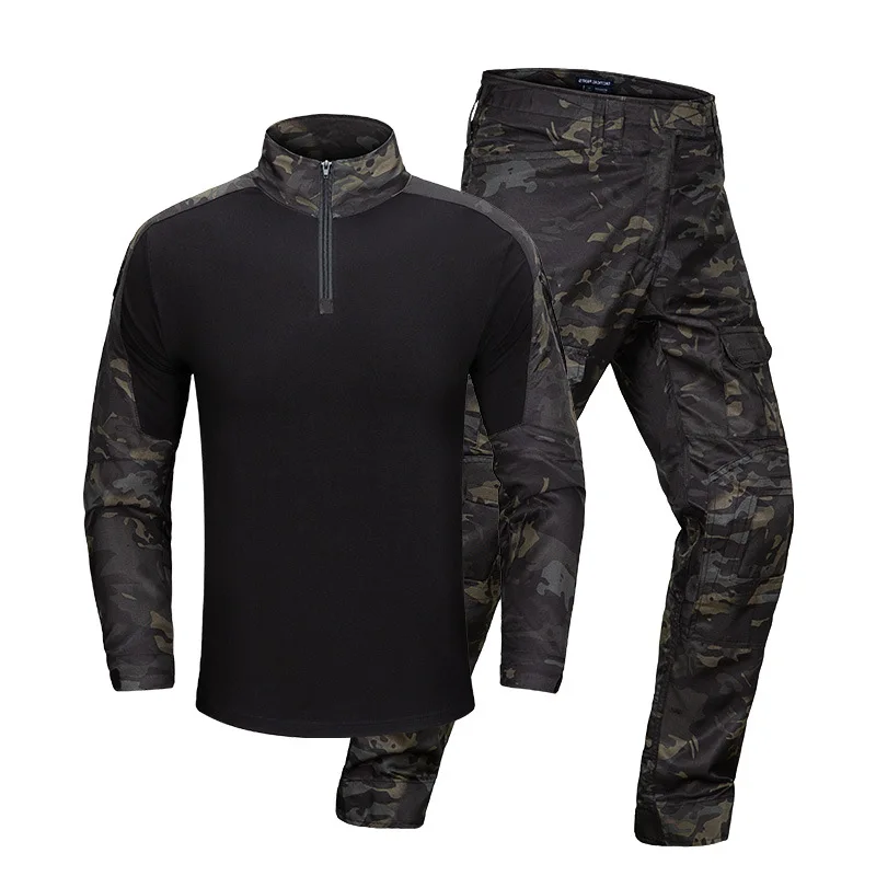 High Quality 91% Cotton Knitted Breathable Shirt And Pants Camouflage Frog Suit Outdoor Combat Tactical Uniform