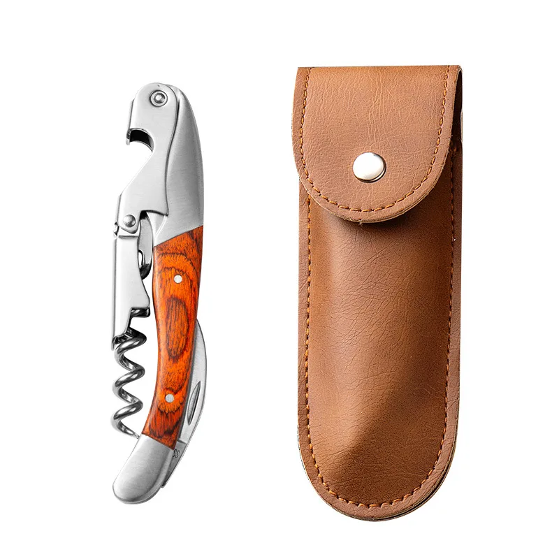 N013 Wooden Bottle Opener Kitchen Accessories Stainless Steel Corkscrew Wine opener with Wooden Handle Beer wine opener