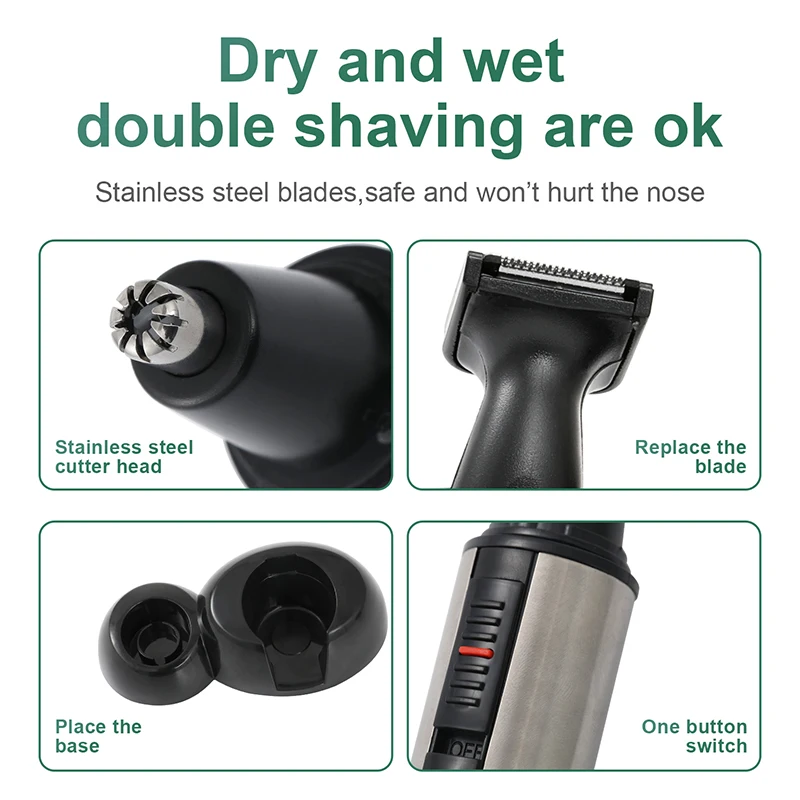 2 in 1 stainless steel Men Nose and Ear Hair Trimmer Facial hair cutter with LED light manufacturer