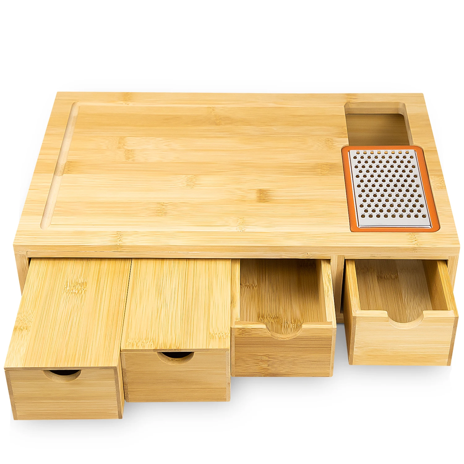GL Hot Sale Bamboo Wood Chopping Block Containers Food Chopper Cutting Board Bamboo Cutting Board With Drawers