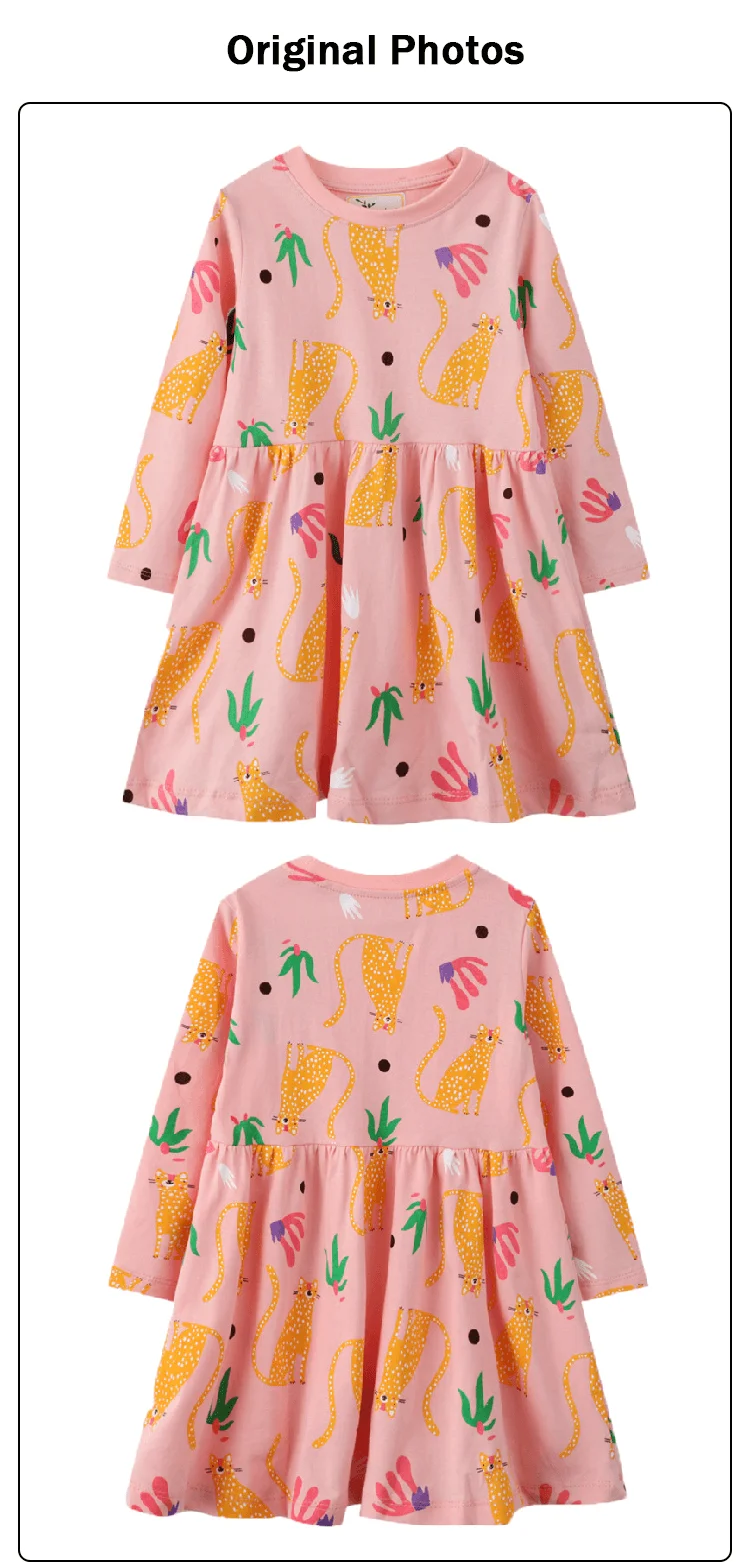 High Quality Printed Twirl Princess Soft Cotton Full Sleeves Pink Children Clothes For Girls Dress