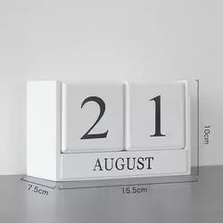 Calendario Wood Home Decor Calendar Block Perpetual Polygon Cube Desk Wooden Block Calendar