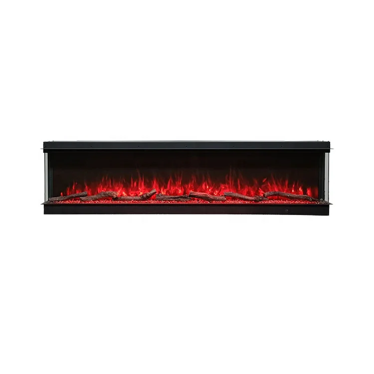 Hot Sales 3 Sided Electric Fireplaces 3D LED Flames Realistic Logs Built In Electric Fires 72inch