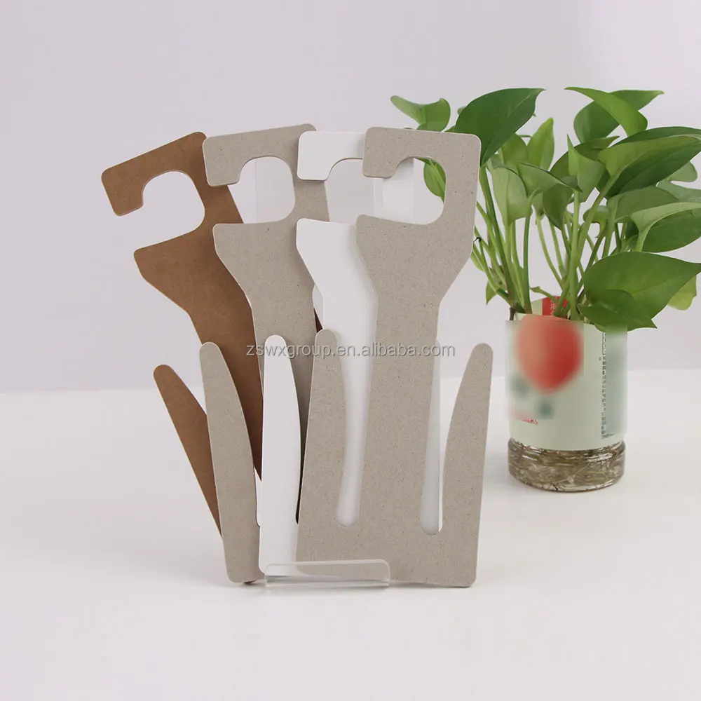 Custom Store Shop Logo Pulp Paper Hangers Cardboard Small Shoe Hanger Hooks Display