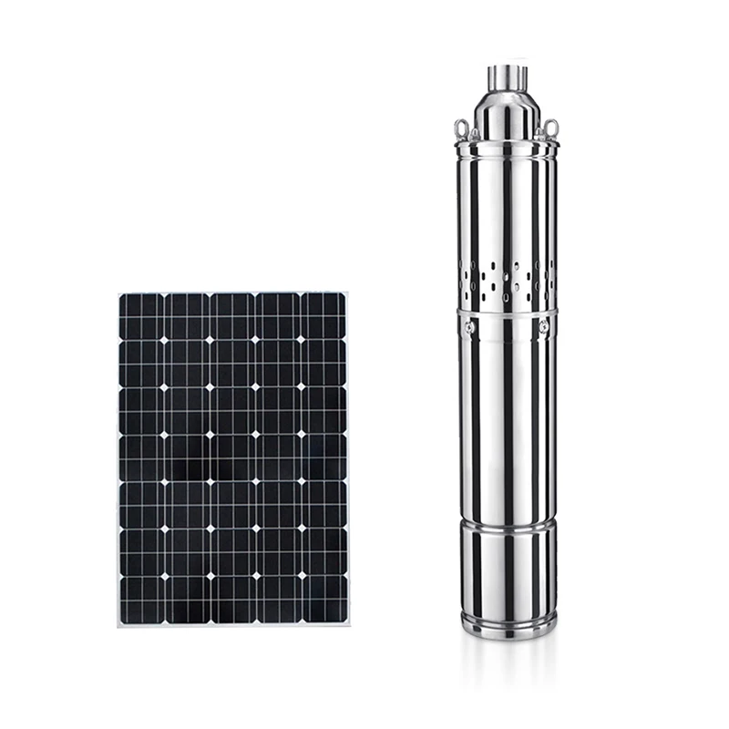 DC solar submersible deep well pump with built-in controller