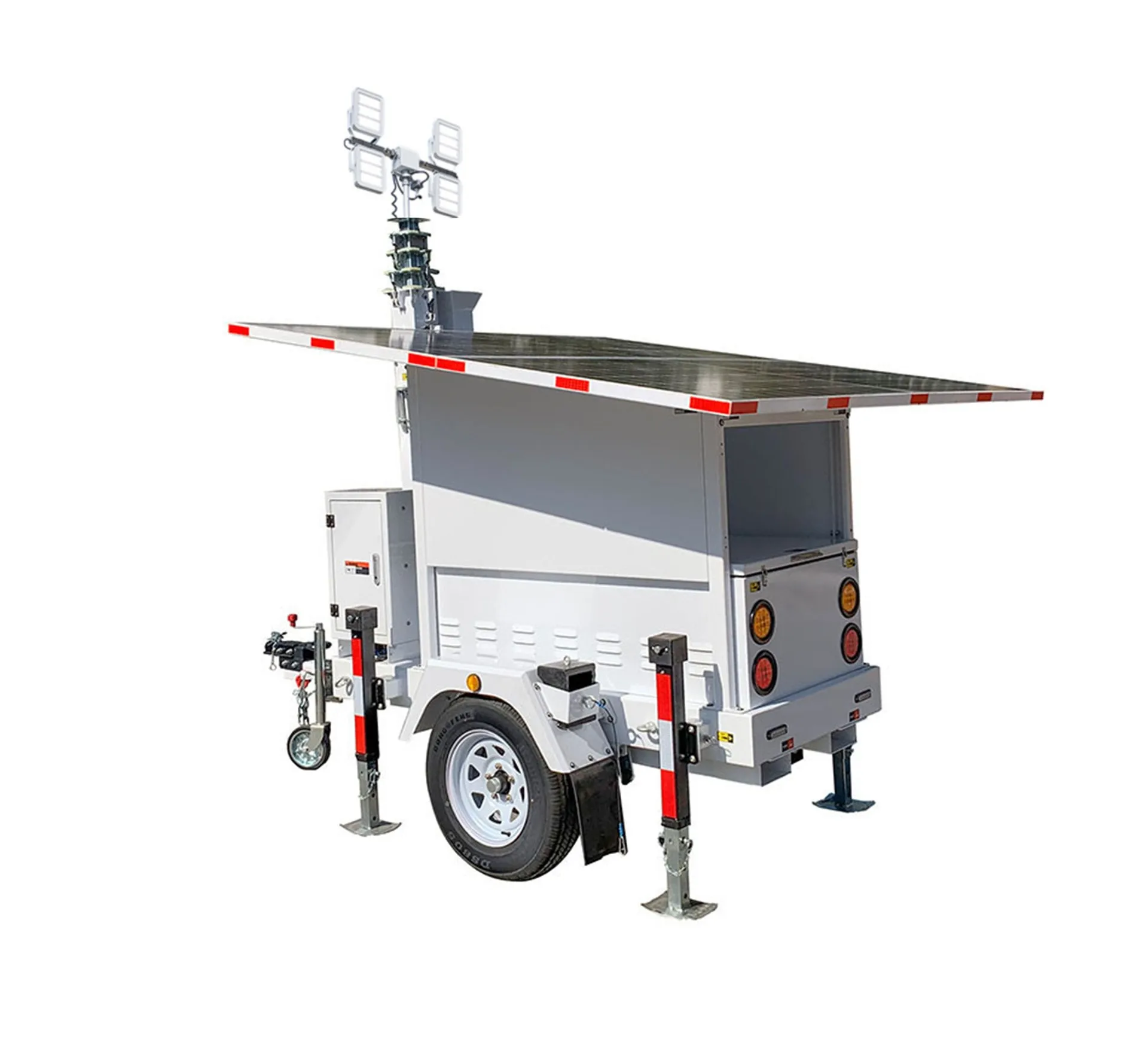 BIGLUX Full autonomy Installation Free 2 Panels Mobile Solar Power Surveillance CCTV Trailer For Outdoor Security