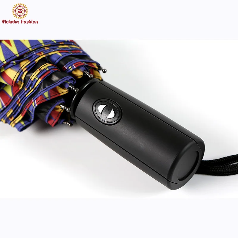Factory Price African Waterproof Auto Umbrella Three-folding Ankara Print Umbrella
