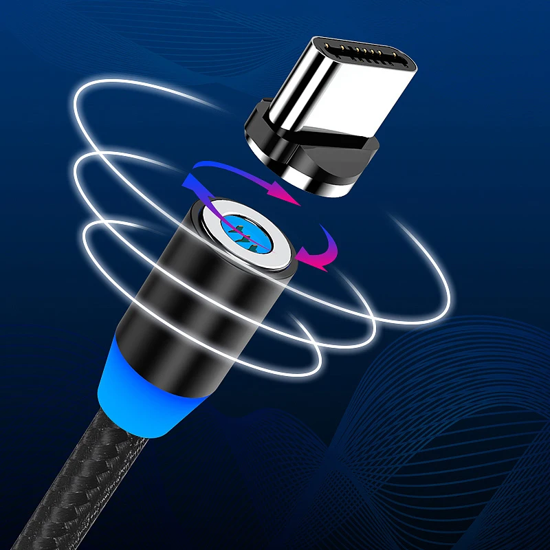 3A Fast 3 in 1 360 Degrees Magnetic LED quick Mobile Charger strong new arrival fast 8pin magnetic usb cable